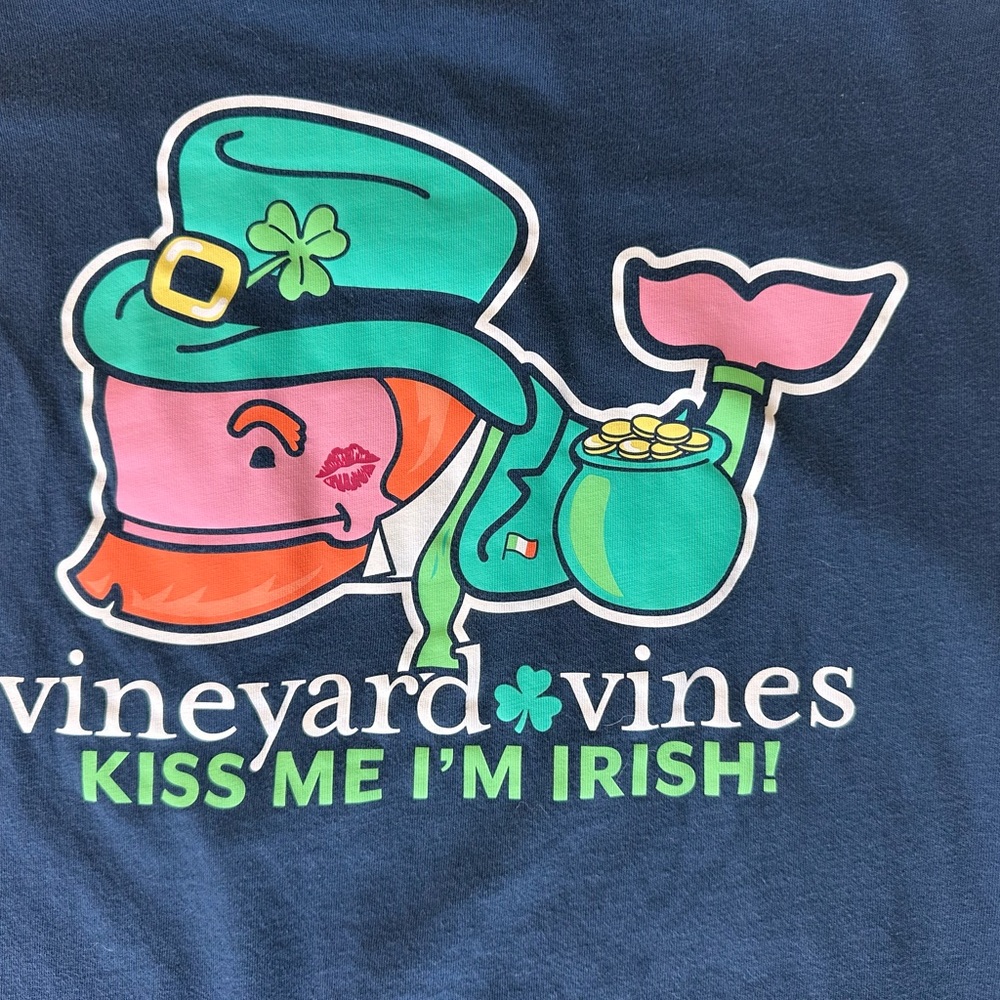 Vineyard Vines Navy St. Patrick's Day Leprechaun Whale Tee